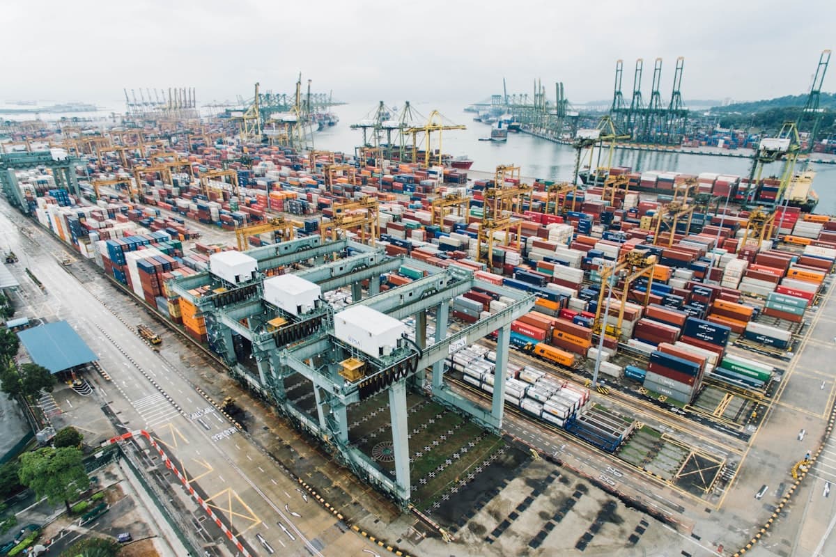 Container terminal handling an outbound shipment